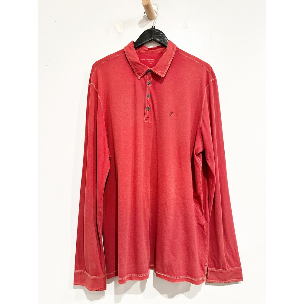 John Varvatos Red Long Sleeve Peace Polo Size XL